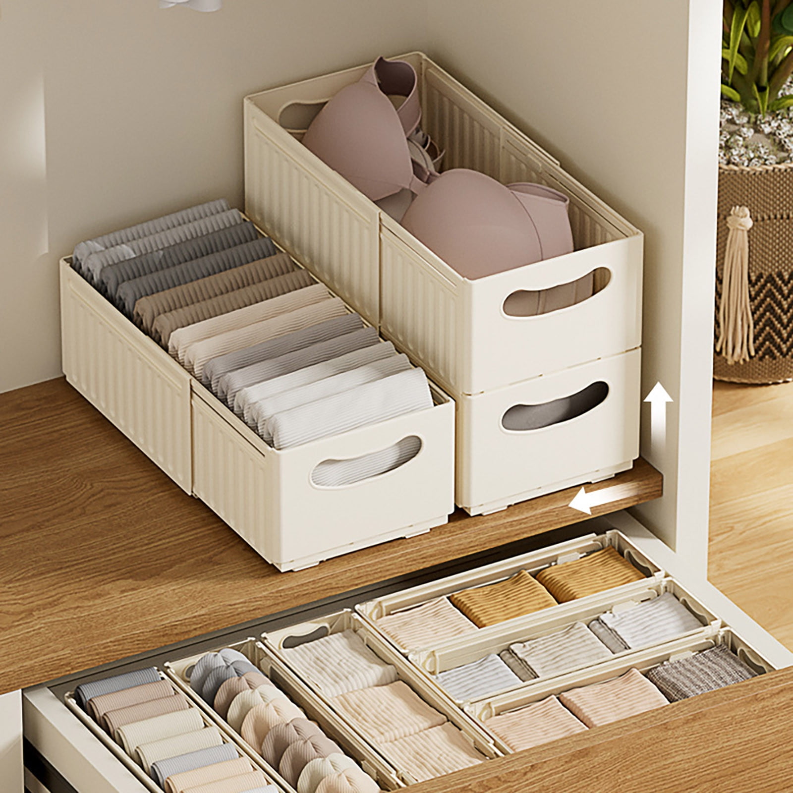 Product Category Home Textile Storage - Product Title Expandable Drawer Organizer for Cabinet Storage Foldable Stackable Sorting Versatile Home Organization Solution