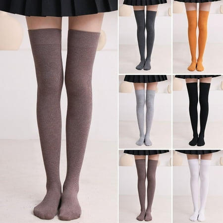 

1 Pair Thigh High Stocking Solid Color High Elasticity Thickened Stretchy Super Soft Leg Slimming Windproof Aut