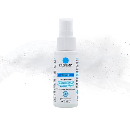 Dr. Robaina Acetolia First Aid Spray, Soothes & Cleanses Minor Skin Irritations, Tea Tree & Arnica, Alcohol-Free, 2 fl oz