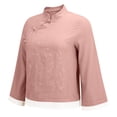thumbnail image 5 of Vinsonshop Embroidered Cotton Linen Tops Elegant Long Sleeve Blouse Linen Clothes for Women Summer Clothes Retro Chinese Frog Button Camisas Para Mujer Womens Summer Clothes (M-4XL), 5 of 9