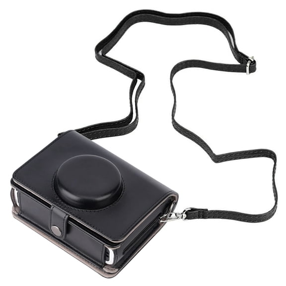 Vintage PU Leather Camera Case for Fujifilm Mini Evo, Instant Camera Protective Sleeve with Detachable Shoulder Strap, Anti-Scratch Carry Bag (Black)