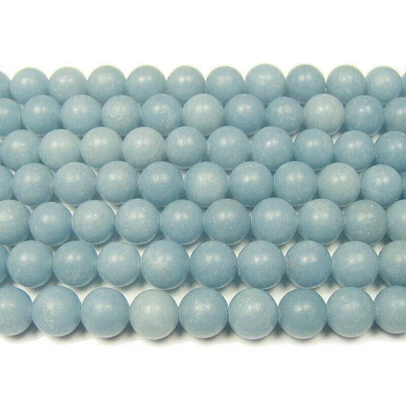 8mm Angelite Smooth Round Beads Genuine Gemstone Natural Jewelry Making