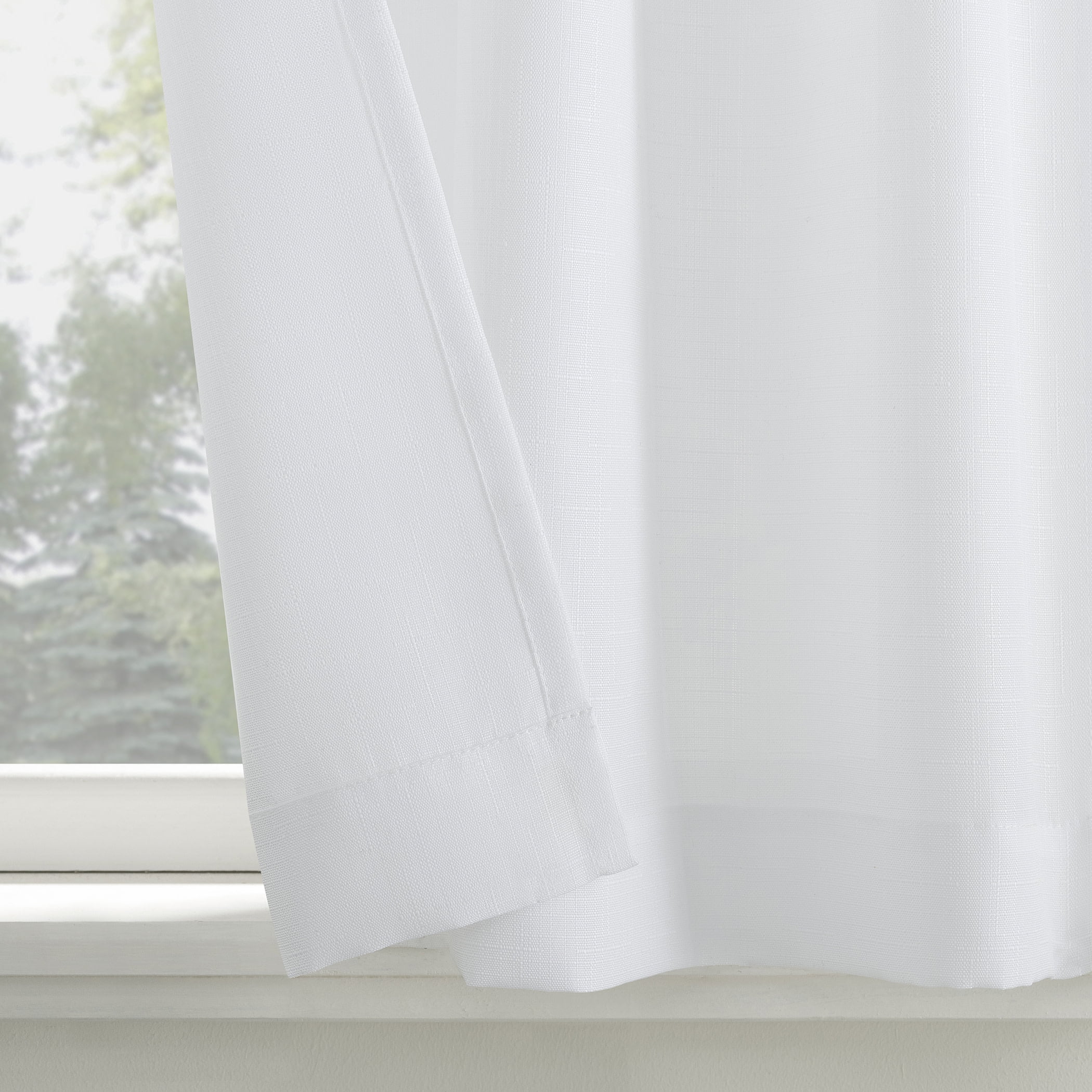 Mainstays Textured Small Window 3-Piece Cafe Curtains with Valance, Rod Pocket, White, 56 in W x 36 in L