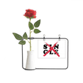 thumbnail image 1 of Negar la soltería Botella de decoración de jarrones colgantes de flores rosas artificiales, 1 of 3