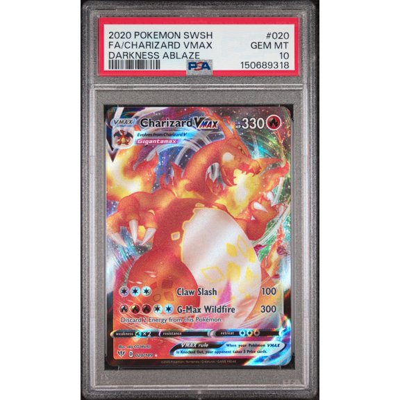 Collectible Graded 2020 Pokémon Sword & Shield Darkness Ablaze Charizard VMAX #020 PSA 10 Trading Card