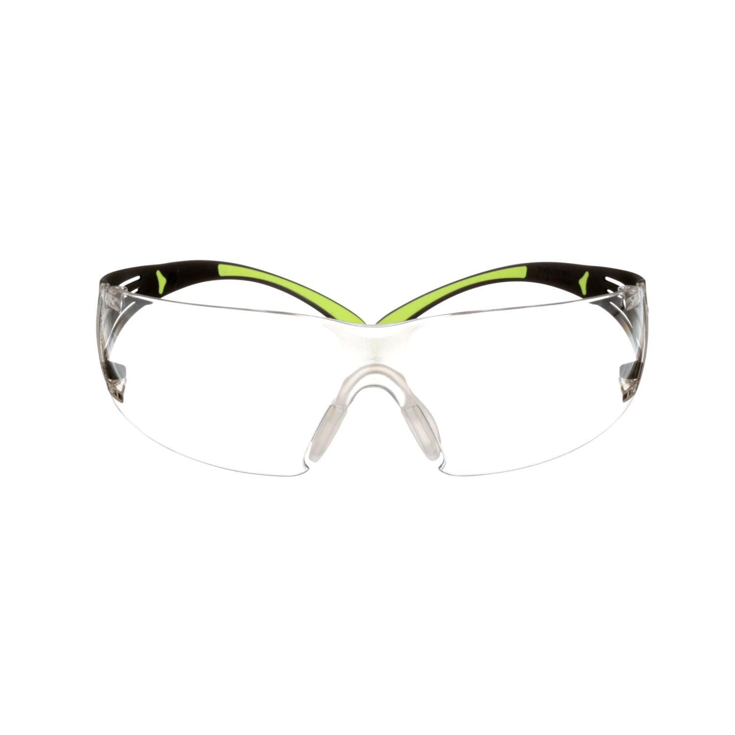 Lunettes de protection SF400M-WV-4-PS SecureFit(MC) 3M(MC) de Série 400, monture noire, accent vert, verres miroir antiégratignures,