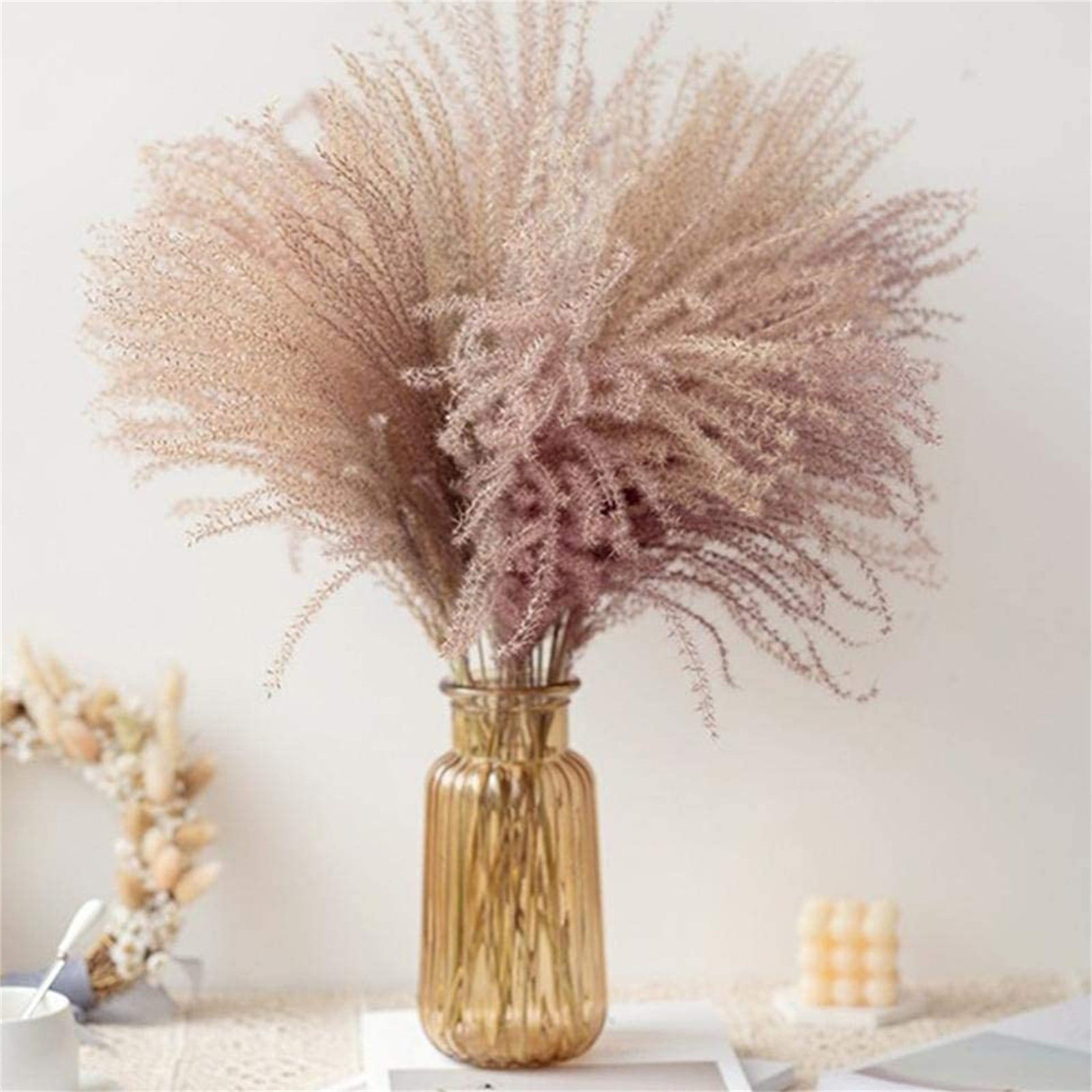 Spacial 60 Pcs Natural Pampas Grass Dried Reed Plumes Flowers Bouquet Decoration 