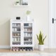 thumbnail image 1 of 5 - tier shoe gabinete con glass doors, adjustable estantes, grande almacenamiento para hallway y sala de estar (blanca), 1 of 7