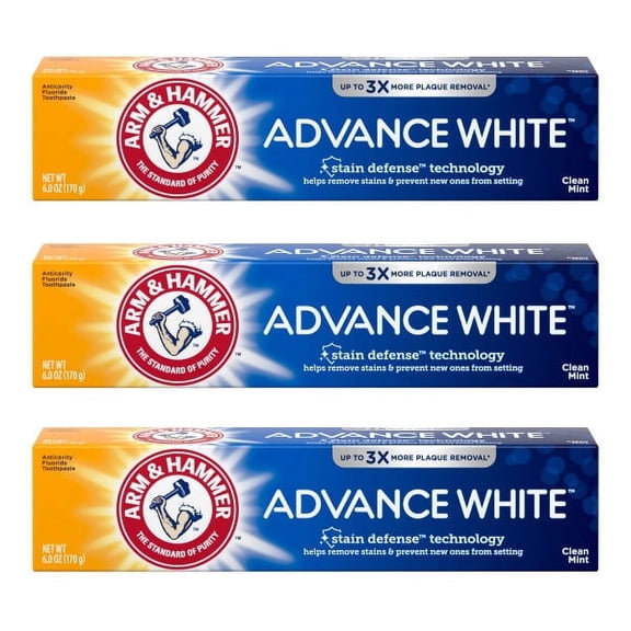 Arm & Hammer Advance White Extreme Whitening Toothpaste, Clean Mint, 6 Ounce (Pack Of 3)