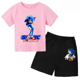 thumbnail image 3 of Nueva camiseta de Sonic para niños y niñas, conjunto de 2 piezas para adolescentes, camisetas casuales de manga corta de verano para niños, conjunto de camiseta y pantalones cortos, conjunto deportivo, 3 of 5