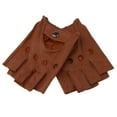 thumbnail image 4 of kurtrusly Retro PU eather Men Fingerless Driving Cycling Gloves Brown Button L 1Set, 4 of 6