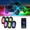 thumbnail image 1 of Lámpara de atmósfera de automóvil Luces LED de roca 6 uds luces LED multicolores ajuste de brillo impermeable con aplicación BT sincronización con función de música para SUV ATV UTV, 1 of 8