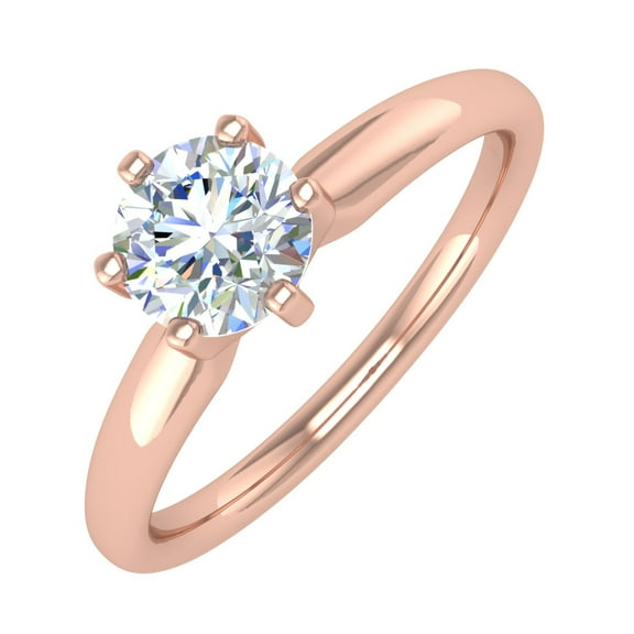 1/2 Carat 6-Prong Set Diamond Solitaire Engagement Ring in 10K Rose Gold (Ring Size 9.5)