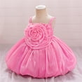 thumbnail image 4 of Moocorvic Baby Girls Sleeveless Dress, Summer Pure Color Off Shoulder Tulle Baptism Gown with Big Bow, Flower Girl Party Outfit 6-9 Months,Hot Pink, 4 of 9