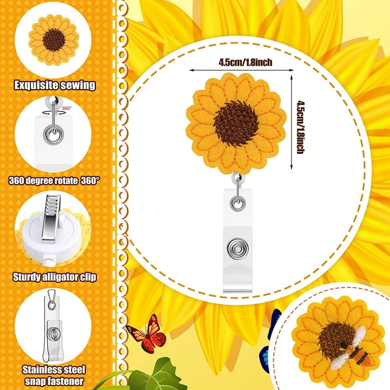 Sunflower Badge Holder - Pretty Badge Reels - Teacher Nurse ID