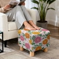 thumbnail image 4 of TSOVTHRID Stretch Ottoman Cover Square Ottoman Slipcovers for Foot Stool & Folding Storage Furniture with Nonslip Elastic Bottom for Living Room, Daisy Floral Marble Texture Print, 4 of 6