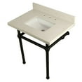 thumbnail image 3 of Kingston Brass KVPB3030WQBSQ1 Templeton 30" x 22" White Quartz Console Sink with Brass Feet, White Quartz/Polished Chrome, 3 of 6