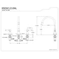 thumbnail image 4 of Kingston Brass KS2341AL Roman Two-Handle Roman Tub Faucet, Polished Chrome, 4 of 4