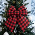thumbnail image 6 of Red Black Plaid Christmas Bow, 11.81 x 9.84 Inch Wreath Bow for Christmas Tree, Mantel, Door & Outdoor Decor, Wired Holiday Ribbon for Gift Wrapping, 6 of 7
