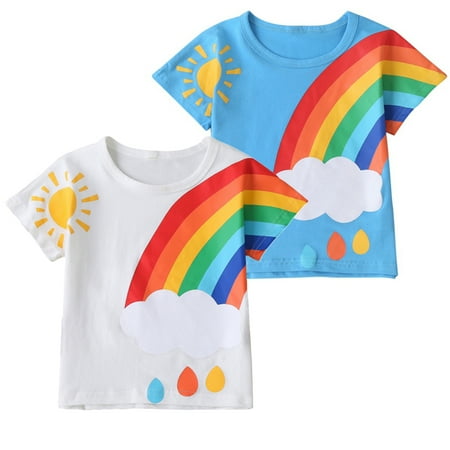

Summer Baby Boy Girl Short Sleeve Rainbow T-shirt Kids Casual Sport Tops