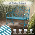 thumbnail image 4 of Zimtown 40" Blue Metal Outdoor Bench with Butterfly Backrest, Patio Loveseat Bench with White Cushion, Garden Porch Bench for 2 People, 4 of 9