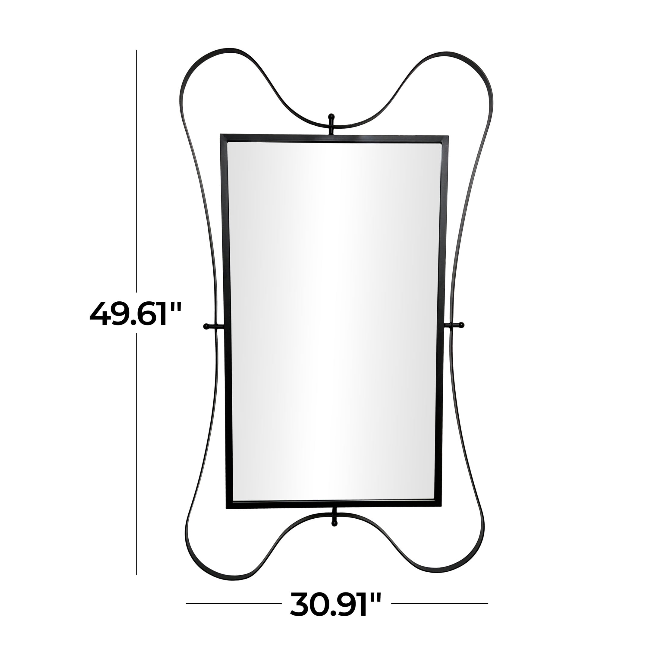 DecMode 50" x 31" Black Wall Mirror with Rounded Edges
