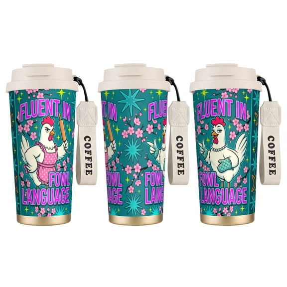 1pc Chicken Coffee Mug 18oz "Crazy Chicken Lady" Gifts, Leak-proof Vacuum Insulated Coffee Mug