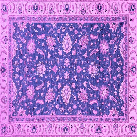Ahgly Company Indoor Square Oriental Purple Traditional Area Rugs, 6' Square