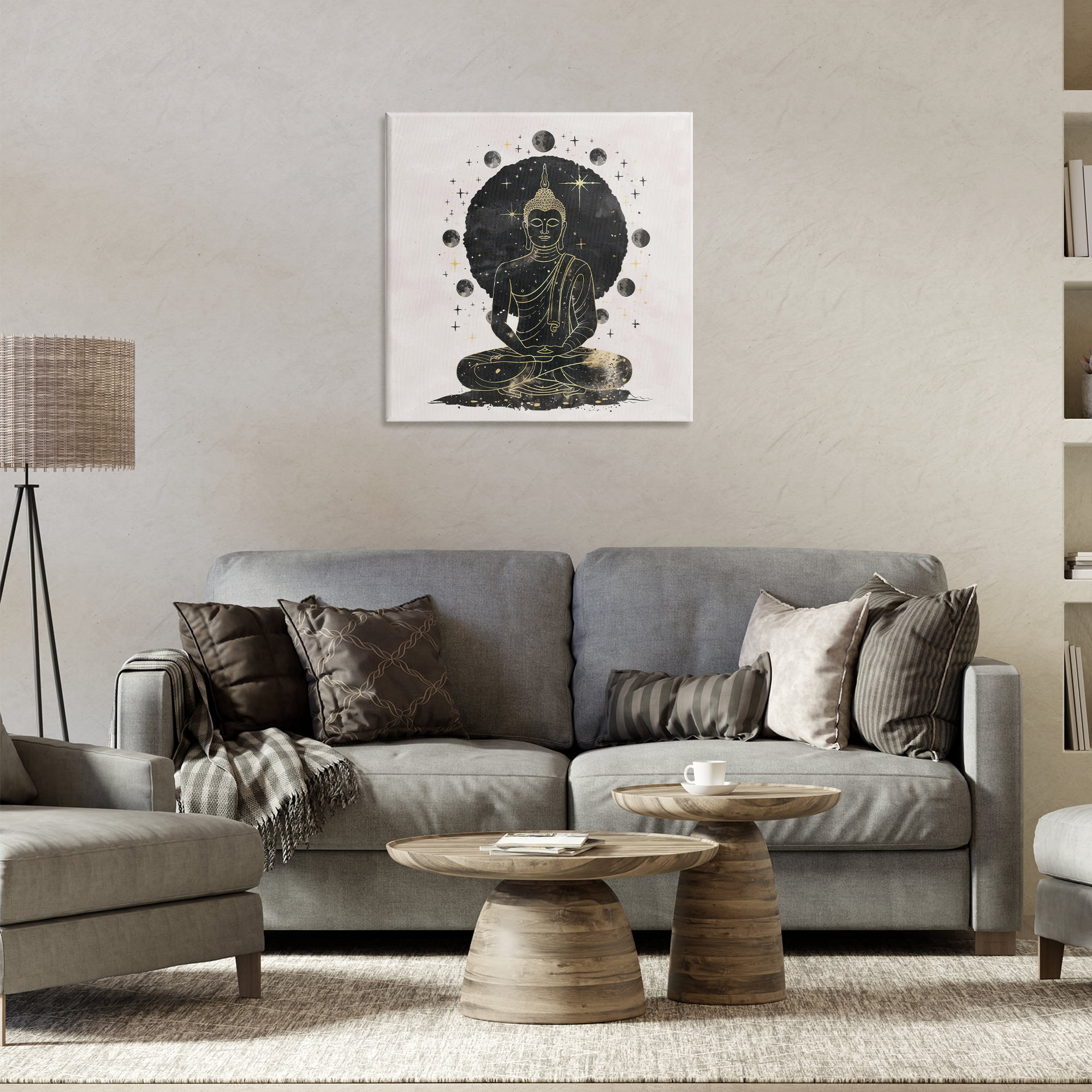 Stupell Industries Gilded Sitting Buddha Religious & Spiritual Painting Wrapped Canvas Art Print Wall Art, 24 x 24