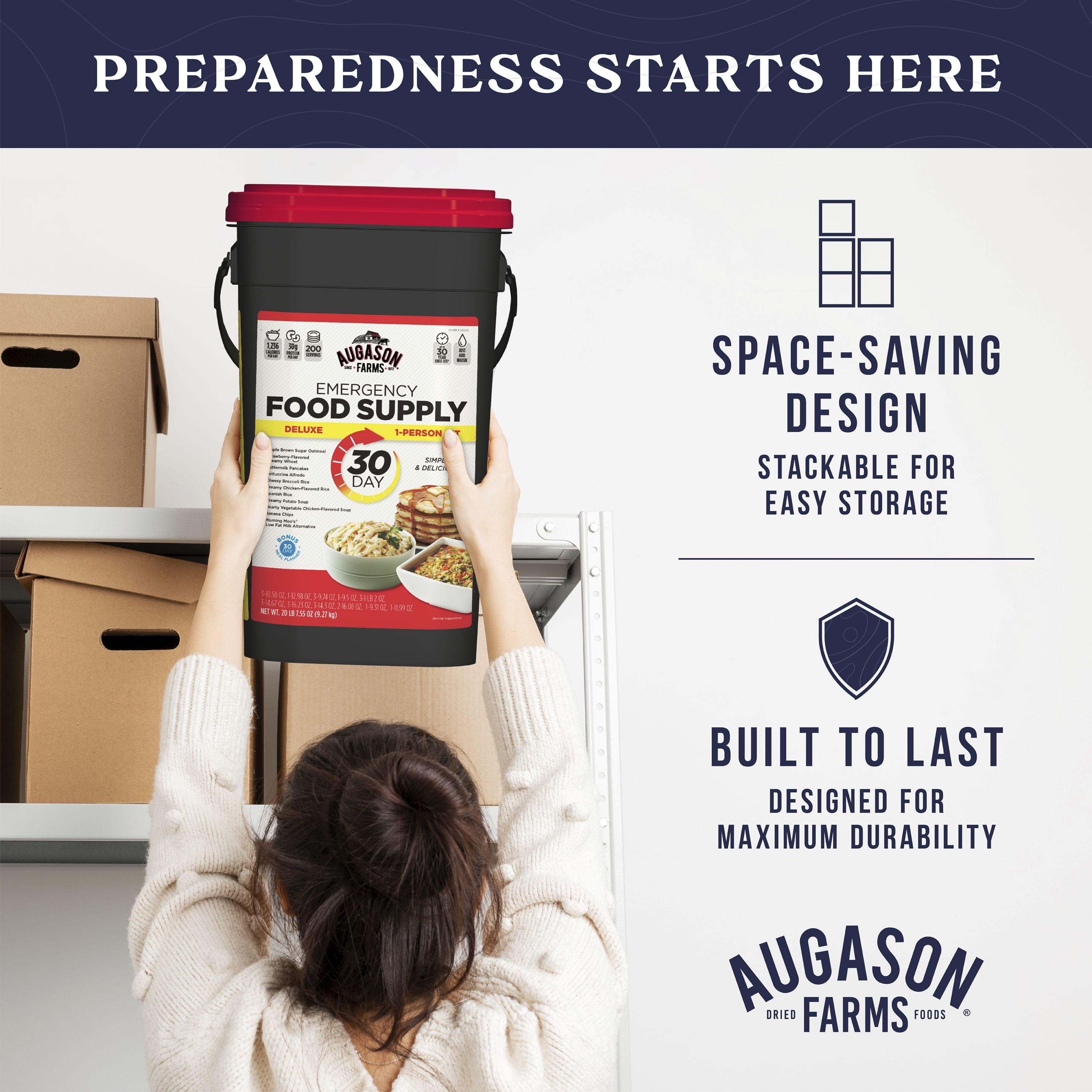 Augason Farms Deluxe 30-Day Emergency Food Supply, 20 lb 7.55 oz