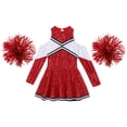 thumbnail image 3 of vastwit Cheerleading Outfit for Girls Cheer Leader Sequins Dance Dress with Pom Poms Red 6, 3 of 7