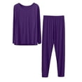 thumbnail image 2 of Rigardu Thermal Underwear for Women Crew Neckwomen's Thermal Underwear Long Top & Bottom Set Solid Color Mm Plus Plus Size Long Underwear Wool Plus Light Women's Thermal Underwear Sets Purple 4Xl, 2 of 6