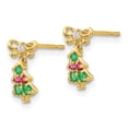 thumbnail image 2 of 14k Yellow Gold Cubic Zirconia Cz Childrens Christmas Tree Drop Dangle Earrings Holiday, 2 of 7