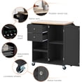 thumbnail image 3 of EUROCO Kitchen Islands with Storage, Kitchen Island on Wheels with Solid wood Countertop, 3 Adjustable Shelves, Spice Rack,Towel Rack and 2 Drawers for Kitchen Dining Rooms Living Rooms, Black, 3 of 7