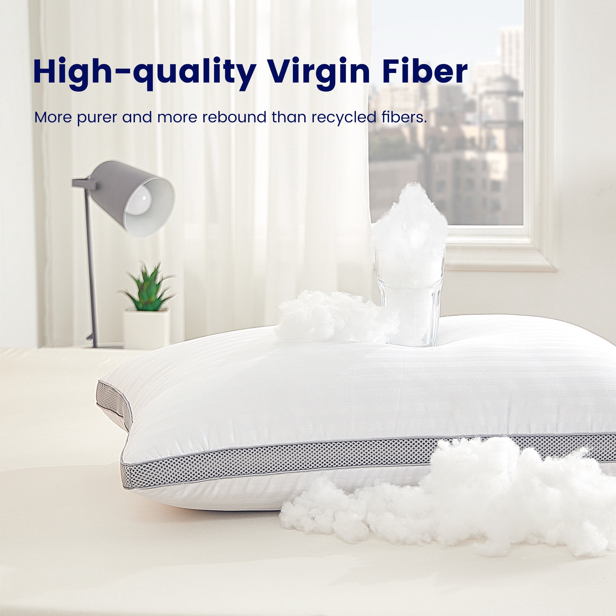 SLEEP ZONE Bed Pillows for Sleeping, Queen Size Set of 2, Sandwich Mesh with Breathable Sides, Premium Medium pillows for Back, Stomach or Side Sleepers