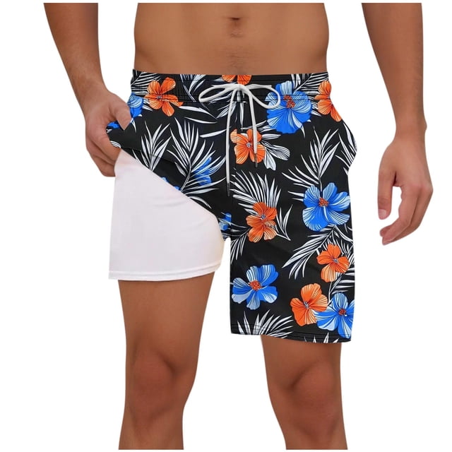 Pantalones Cortos para Hombre de Cintura Elástica con Bolsillos Pantalones de Playa de Impresión Casual, Poliéster Ligero de Moda para la Primavera Verano Al Aire Libre Y el Uso Diario