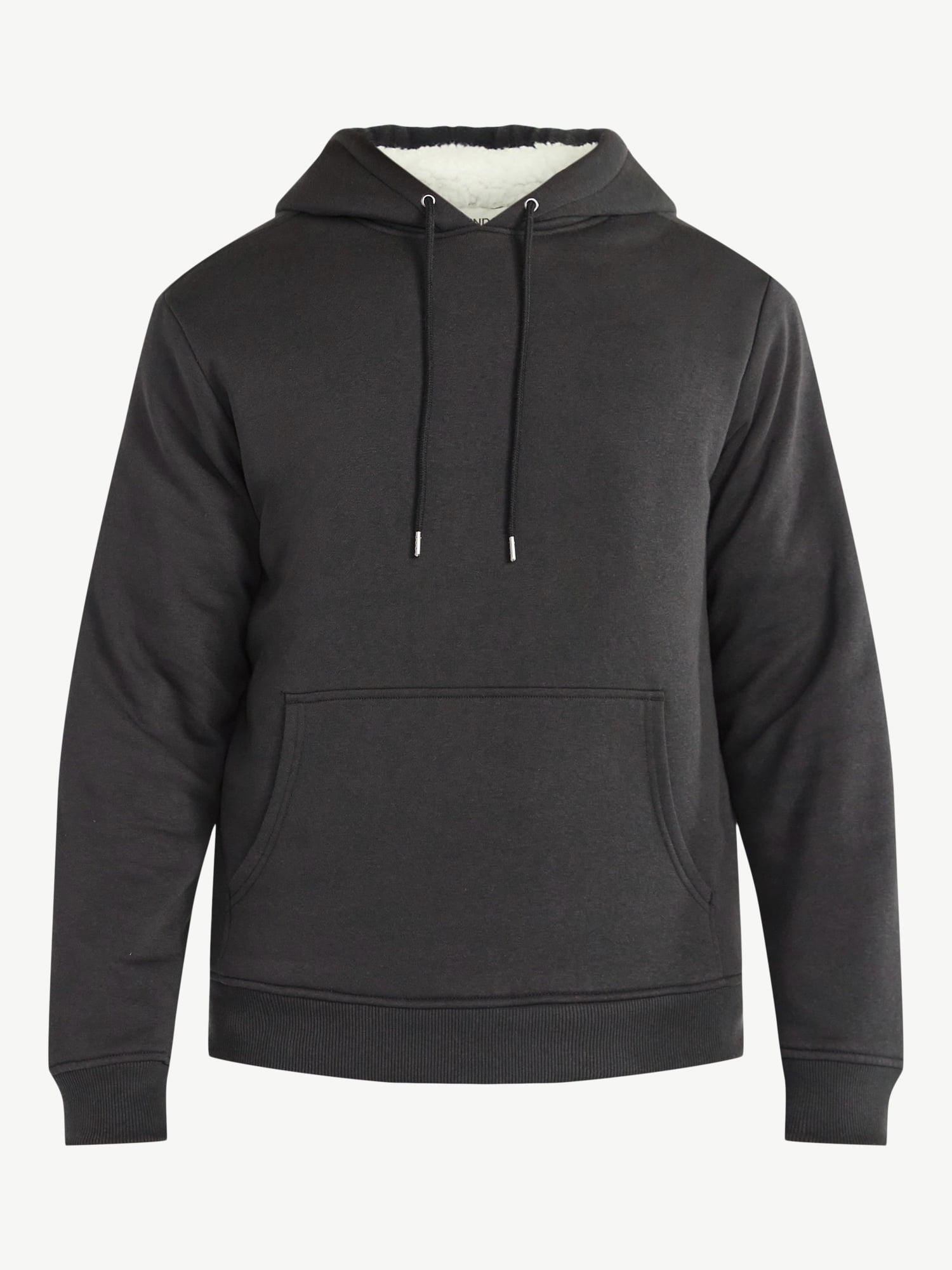No Boundaries Men's & Big Men's High Pile Fleece Faux Shearling Lined Fleece Hoodie Sweatshirt, Sizes XS-5XL