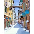 thumbnail image 2 of Borelli, Guido 19x24 Black Ornate Wood Framed with Double Matting Museum Art Print Titled - la neve in liguria, 2 of 4