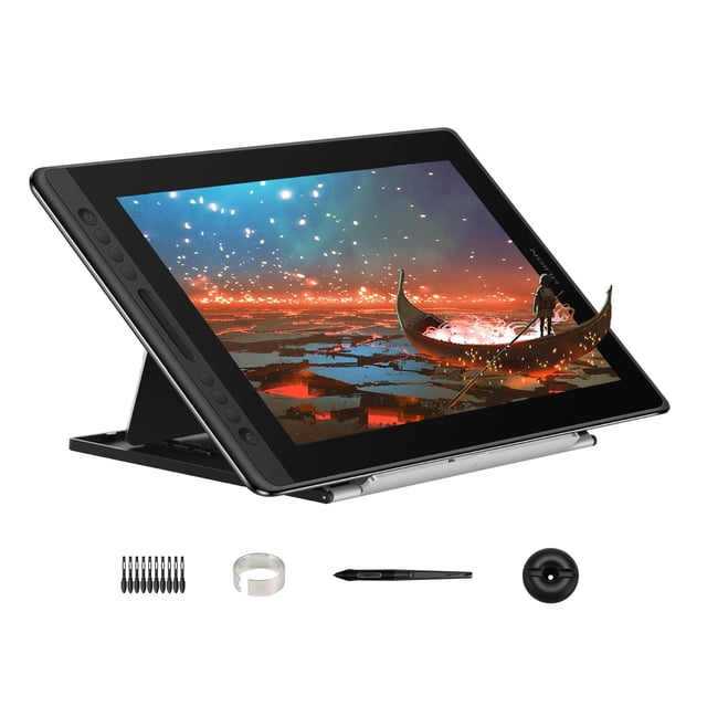 HUION KAMVAS Pro 16 Tableta de Dibujo con Pantalla, Tableta Gráfica Completamente Laminada, Monitor de Dibujo Antideslumbrante con Soporte, Funciona con PC, Mac, Computadora Portátil, 15,6 Pulgadas