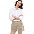 thumbnail image 5 of Women's Pleated Cotton Linen Shorts, High Rise Casual Summer Shorts with Rear Pockets, Soft Breathable Tailored Bottoms, 5 of 7