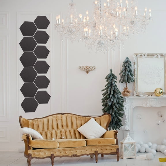 12pcs Black Felt Hexagon Wall Tiles for Letter Board, Mini Bulletin Board Decor for Office, Home, Classroom Use