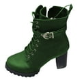 thumbnail image 2 of NTACZA Dressy Women's Boots Green Ankle High Heel Faux Leather Lace-up Side Zip Boots Women's Shoes 36, 2 of 8