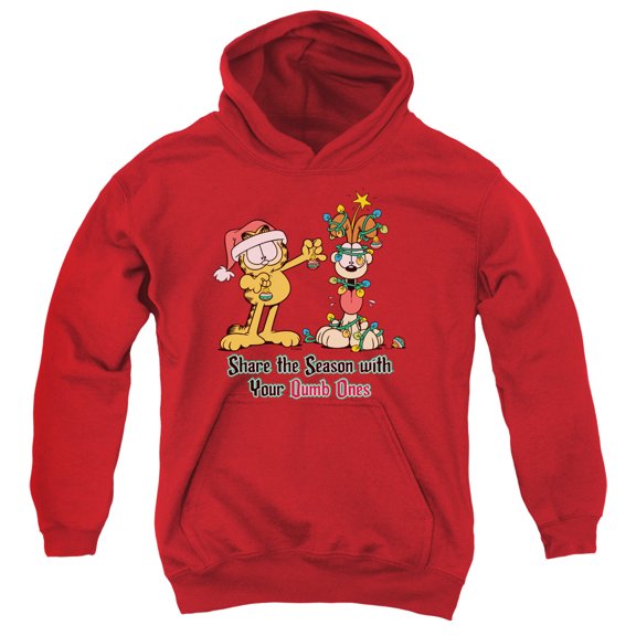 Garfield Share The Season Youth Pullover Hoodie Sweatshirt Red
