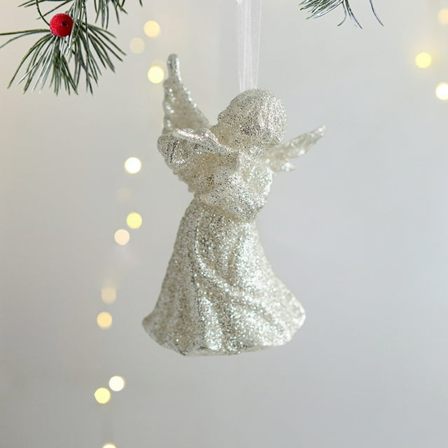 Fiudx Colgante para Árbol de Navidad, Diseño de Pvc Blanco Brillante, Elegante Decoración para Árbol y Escalera, Fácil de Colgar, Perfecto para Decoración Navideña, Juego de 2 Piezas, Tamaño 9,5 X 5,