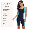 thumbnail image 2 of Trajes de baño Boyleg para mujer, trajes de baño atléticos de una pieza, monos hasta la rodilla, traje de baño de vacaciones, azul, 2 of 7