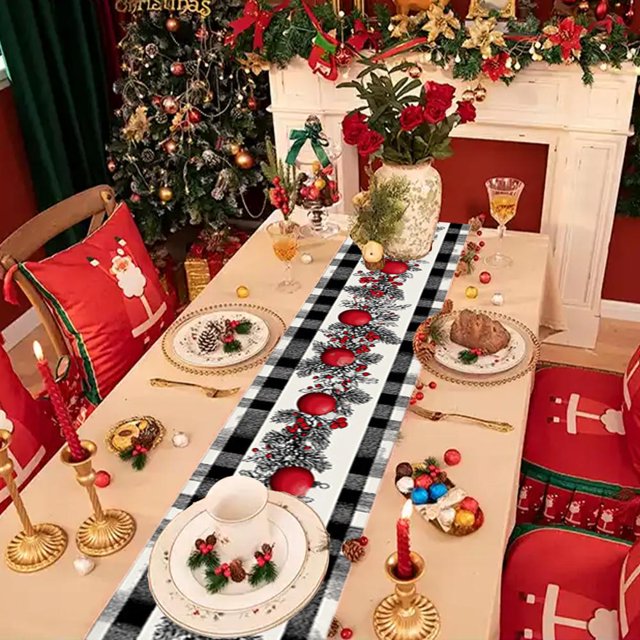Feltree Christmas Table Runner, 72 x 13 Inches Waterproof Polyester Holiday Tablecloth for Dining Table, Coffee Table, Festive Decor, Snowflake Design