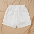 thumbnail image 4 of ClodeEU Womens Linen Drawstring Shorts ,Cut-Out Casual Pants with Pocket White,Womens Plus M, 4 of 7