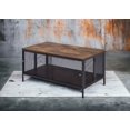 thumbnail image 4 of Winam Coffee Table in Antique Oak & Black Finish - 41"x21"x1" Shelf, Foldable & Metal Mesh Base, 4 of 9