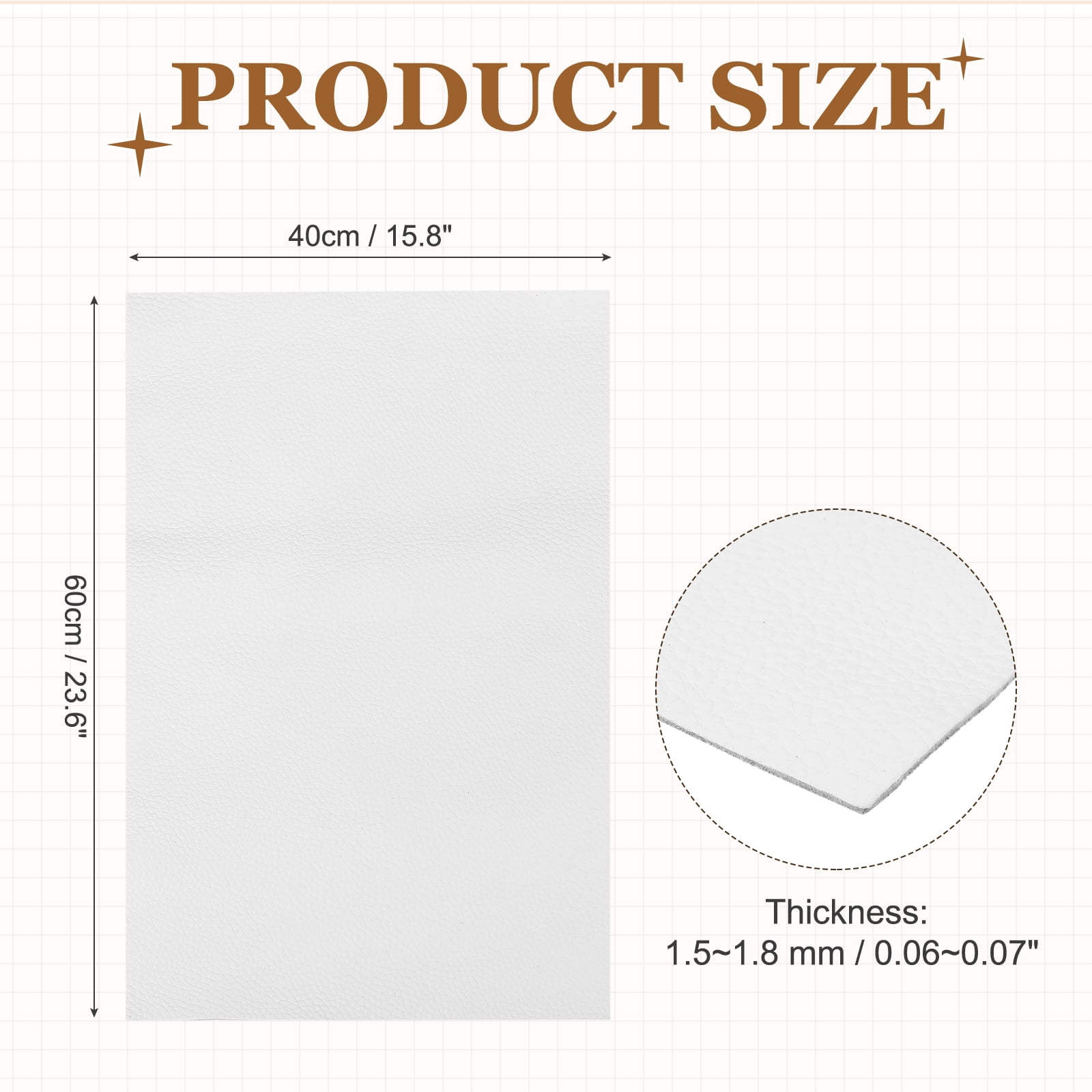 Uxcell Thick Full Grain Leather Sheet, 23.6 x 15.8 Inch Natural Cow Leather 1.5-1.8 mm Fabric Pieces for DIY Craft Furniture Office Belts Notebook Covers,White