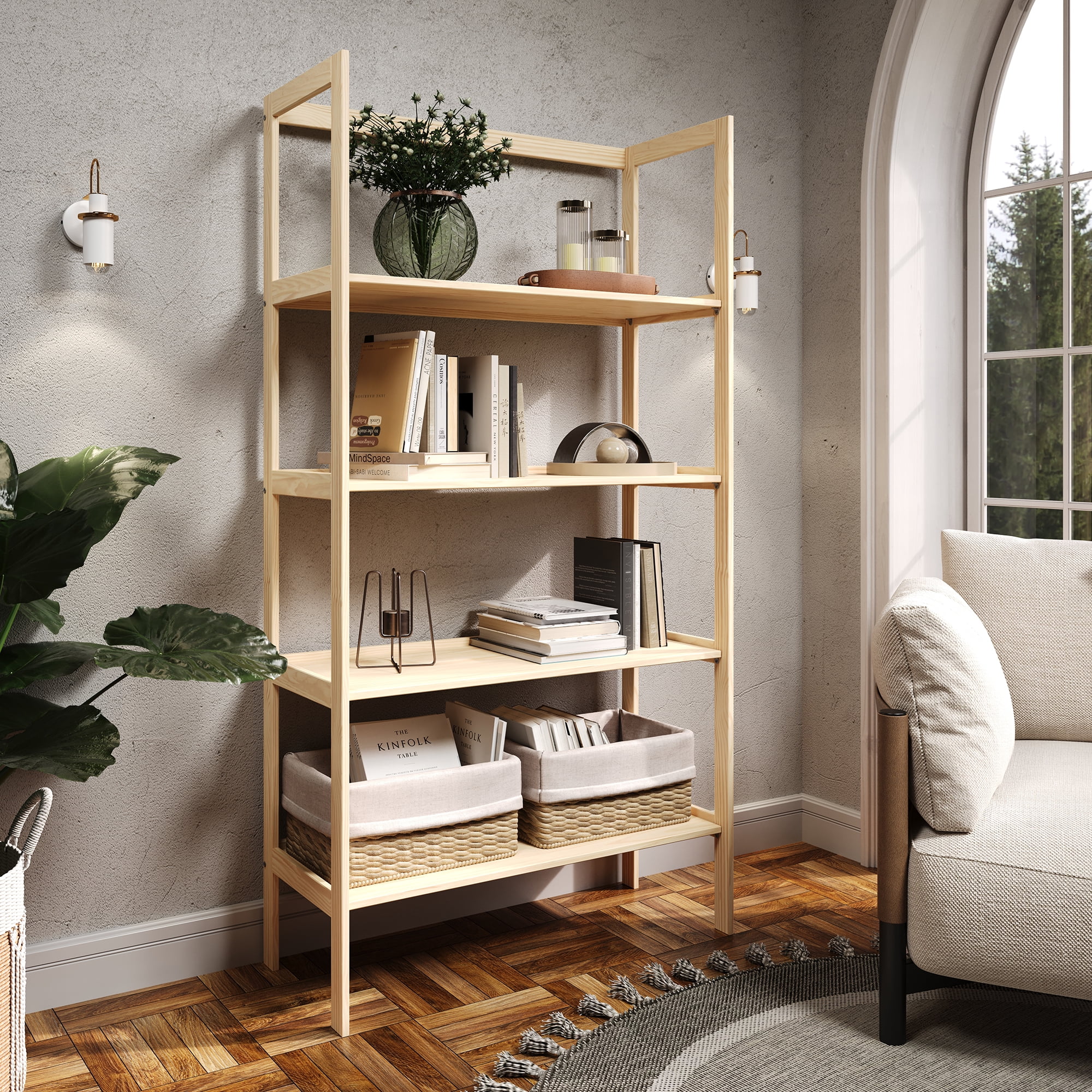 Jela Solid Wood 4 Shelf Unassembled Pantry Shelving - Unfinished